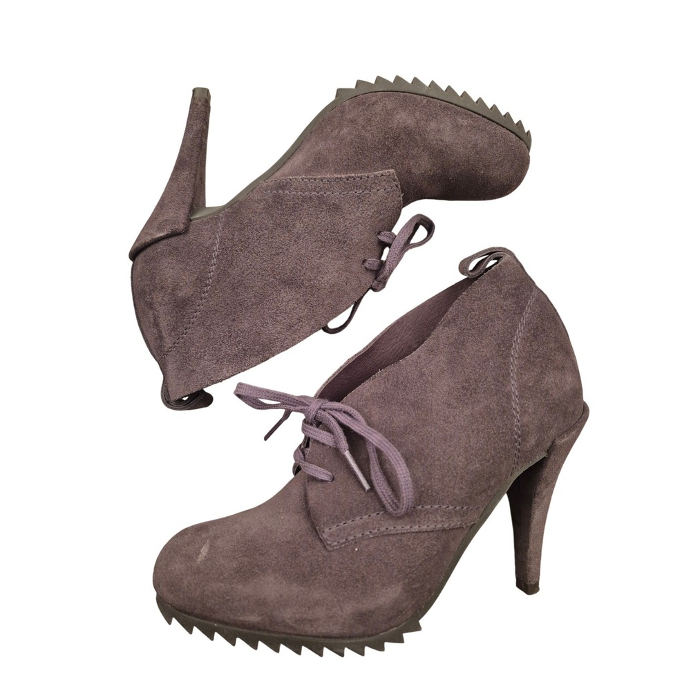 Pedro Garcia Grey Purple Suede Stiletto Ankle Boots Jagged Sole Sz 36.5 / 6.5 US